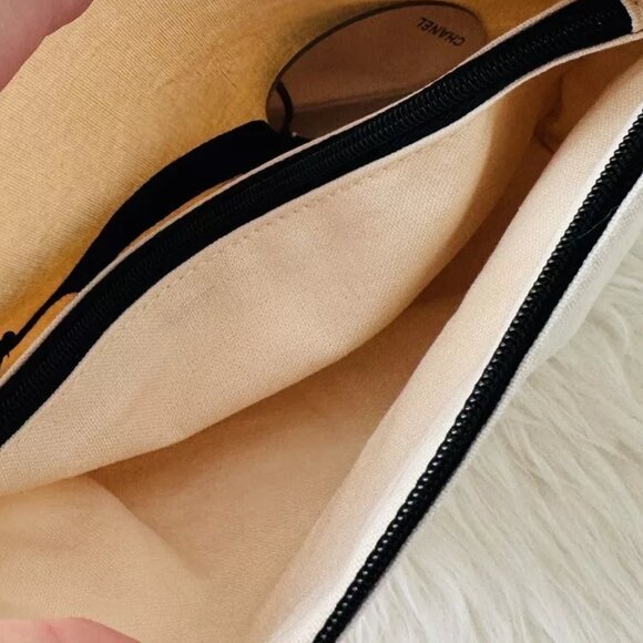 Chanel Beauty Beige Linen Pouch Cosmetic Bag with Mirror - Picture 3 of 5